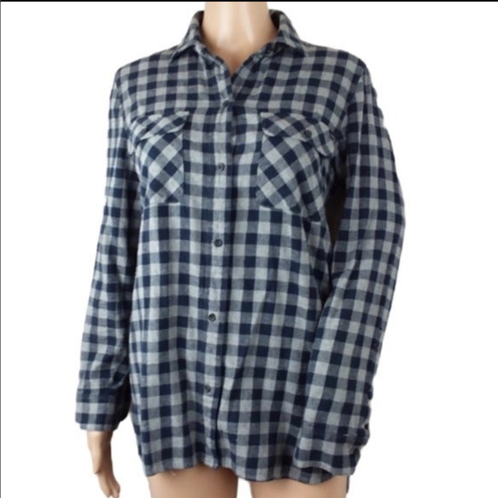 Madewell Ex-boyfriend Flannel in Grey Navy